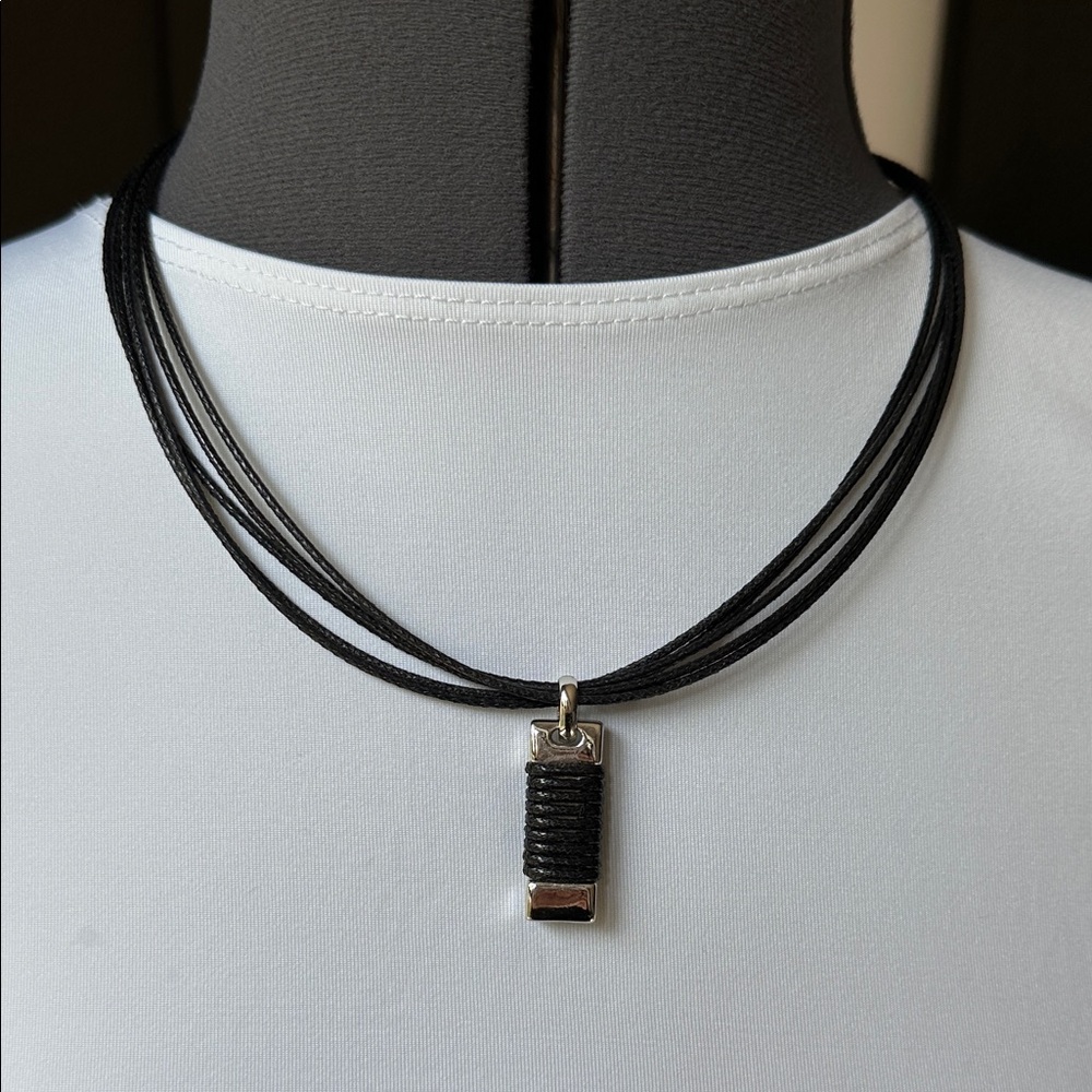 Multi Strand Black and Silver Adjustable size Necklace